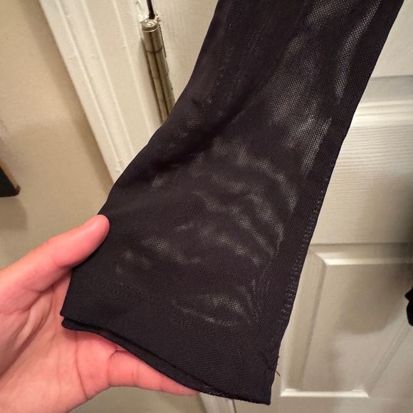 SHEIN PETITE Square Neck Ruched Mesh Panel Ruched Bodycon Mini Dress Petite XS - Picture 8 of 16